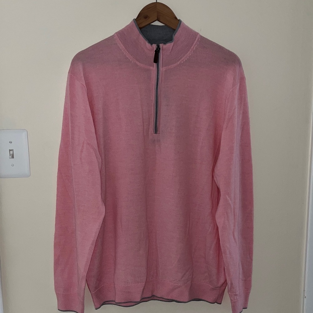 NWT merino wool Hart Schaffner Marx Pink Zip-Up Sweater